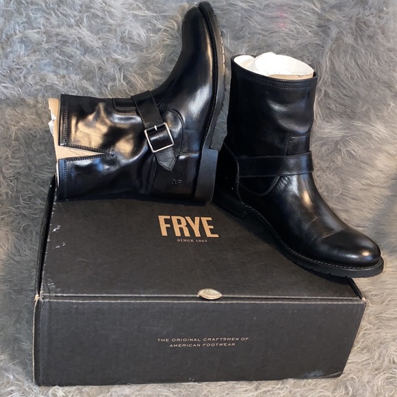 NWT Natalie Engineer Short Leather Boot black Ankle Boots Booties